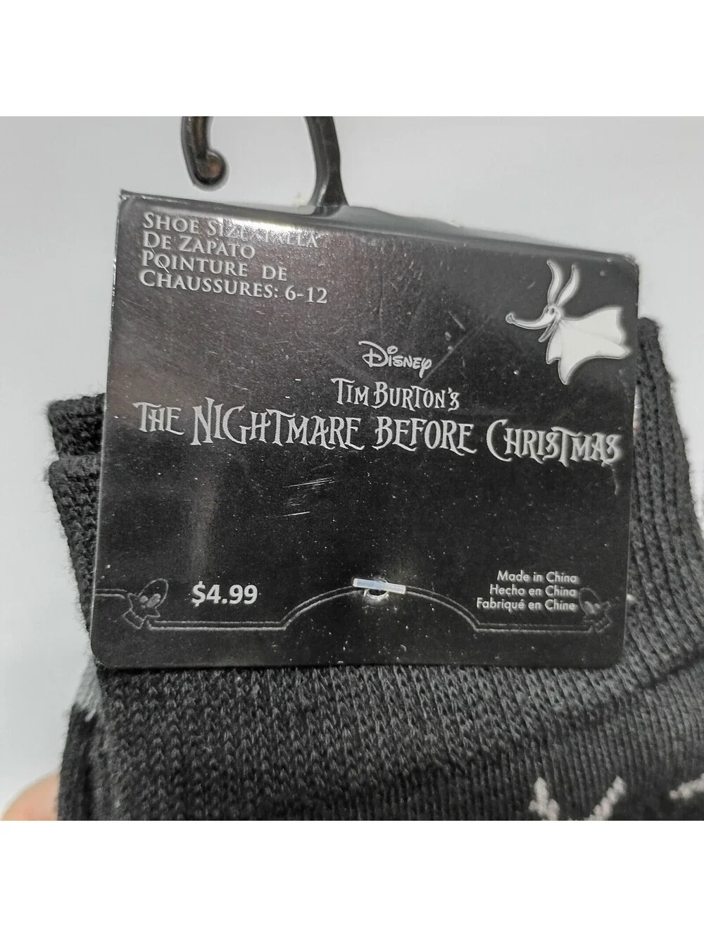 Nightmare Before Christmas Men's Jack Skellington Black Crew Socks Size 6-12